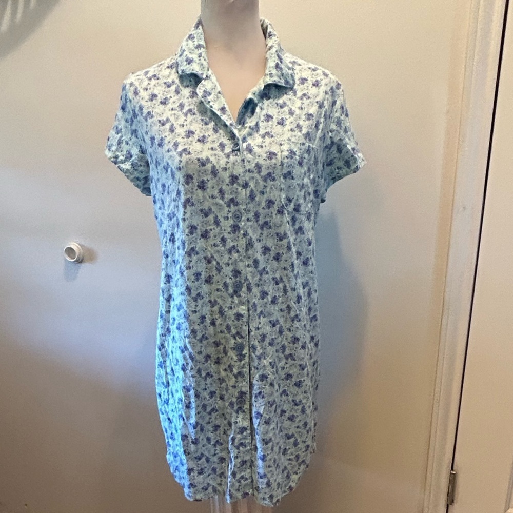 White Orchid Dream Knit SleepShirt Nightgown med #1 2pc shorts EUC